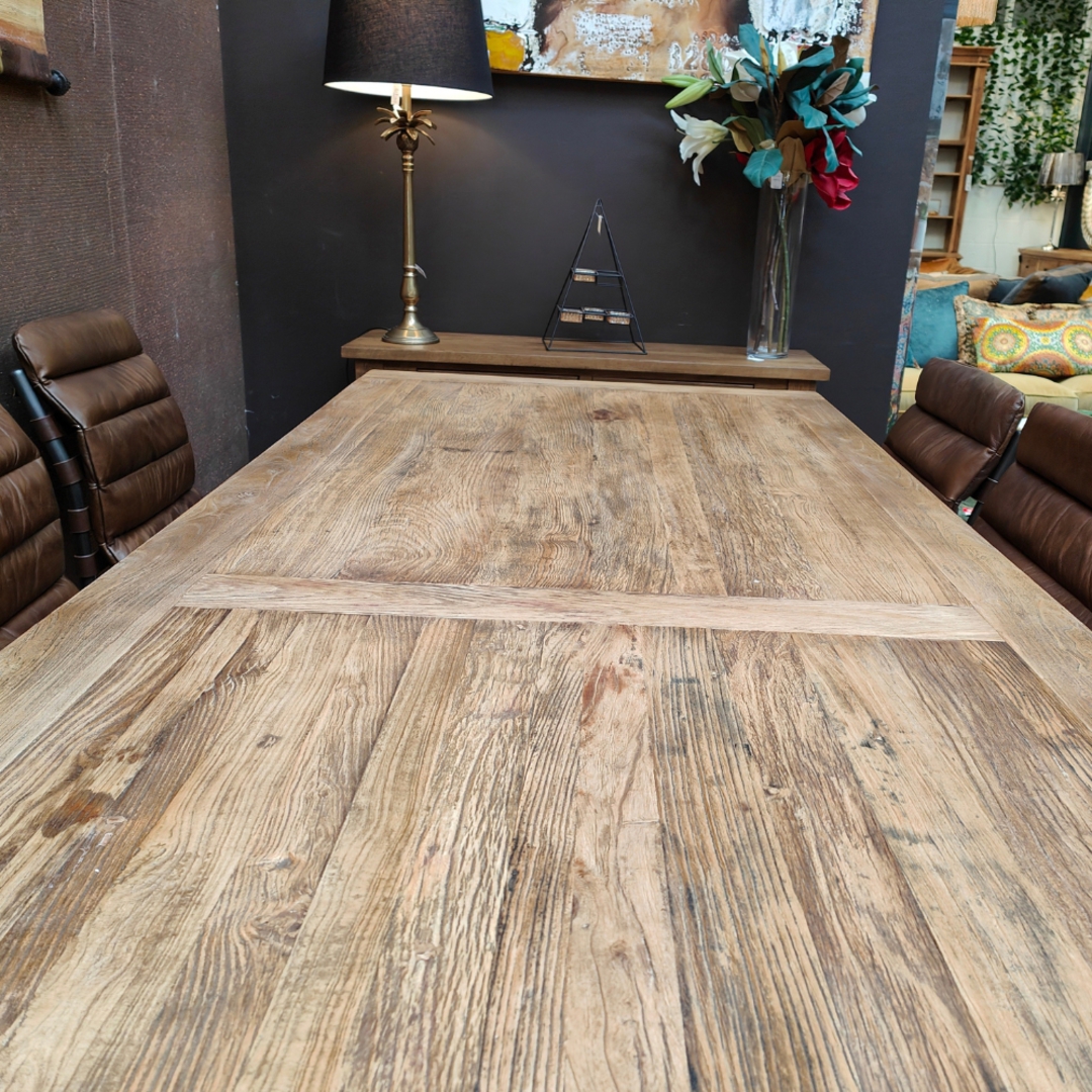 Reclaimed Elm Dining Table with Iron Legs 2.9m image 1